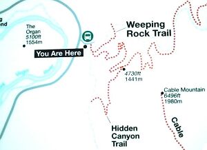  Схема расположения трейла Weeping Rock, национальный парк Зайон