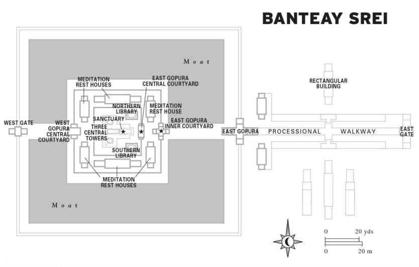 Схема храма Бантей Срей, Ангкор, Камбоджа. Схема храма Бантей Срей, Ангкор, Камбоджа.