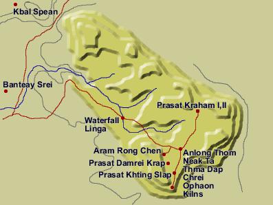 Схема парка Пном Кулен, Ангкор, Камбоджа. Схема парка Пном Кулен, Ангкор, Камбоджа.