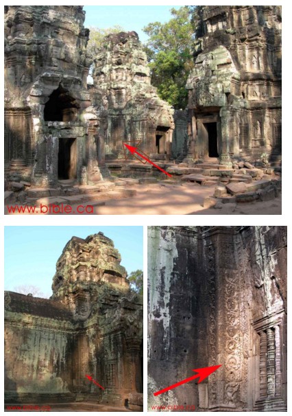 Фото с отметками, где искать барельеф динозавра в Та Проме, Ангкор, Камбоджа. Фото с отметками, где искать барельеф динозавра в Та Проме, Ангкор, Камбоджа.