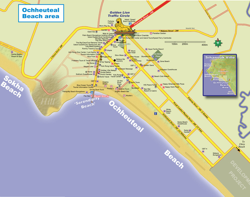 Схема расположения пляжа Очутел, Сиануквиль, Камбоджа. Схема расположения пляжа Очутел, Сиануквиль, Камбоджа.