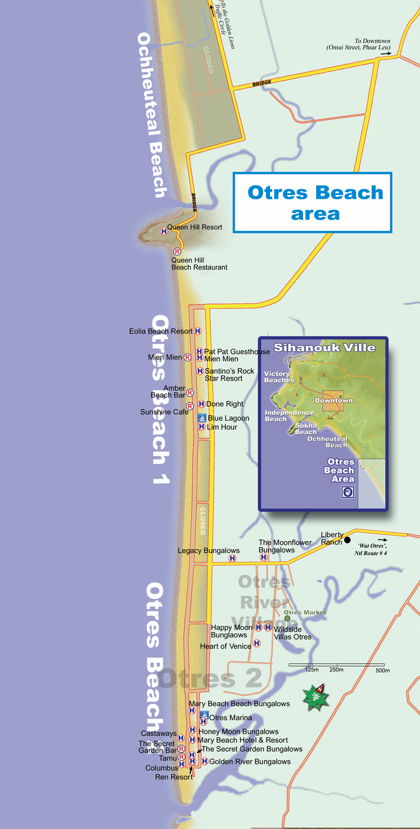 Схема расположения пляжа Отрес, Сиануквиль, Камбоджа. Схема расположения пляжа Отрес, Сиануквиль, Камбоджа.