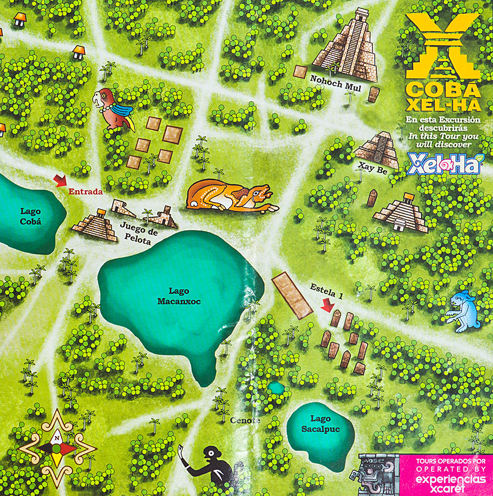 Юкатан, схема руин Коба Юкатан, схема руин Коба