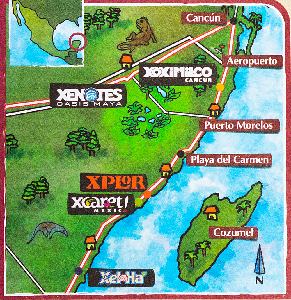 Юкатан, расположение сенотов Юкатан, расположение сенотов