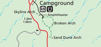 Sand Dune Arch, Broken Arch, Skyline Arch на схеме Sand Dune Arch, Broken Arch, Skyline Arch на схеме