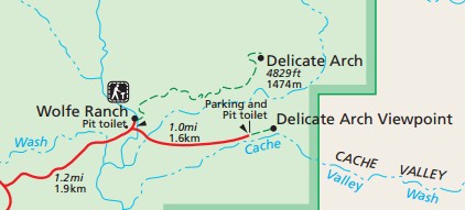Схема трейла к Изящной арке (Delicate Arch), парк Арки Схема трейла к Изящной арке (Delicate Arch), парк Арки