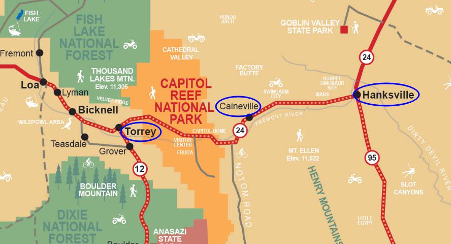 Города в окрестностях парка Капитол-Риф, Юта, США. Города в окрестностях парка Капитол-Риф, Юта, США.