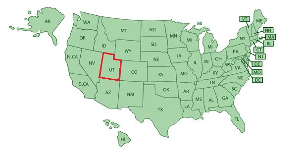 Штат, в котором расположен парк Мертвой Лошади, Юта, США. Штат, в котором расположен парк Мертвой Лошади, Юта, США.