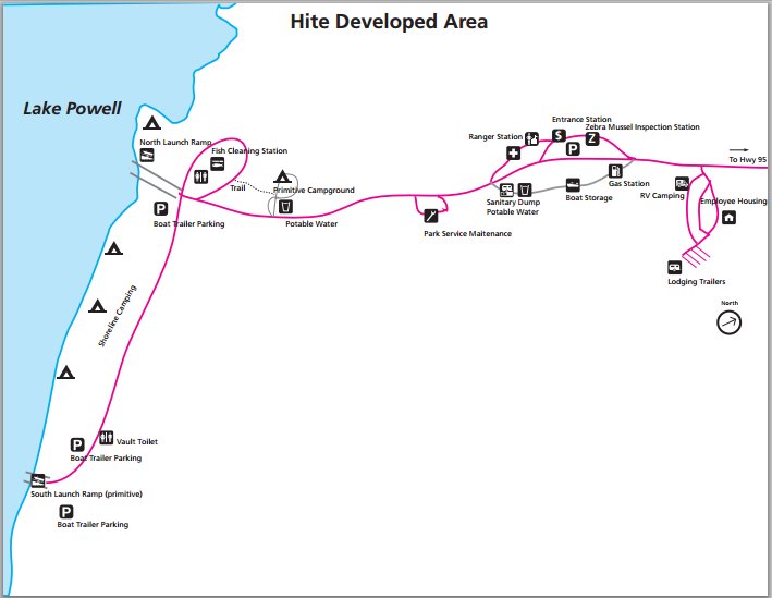 Схема района Hite, Глен-Каньон Схема района Hite, Глен-Каньон