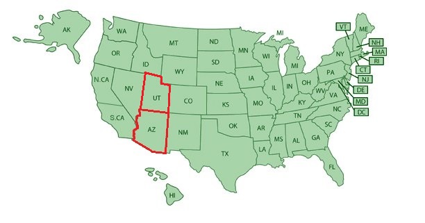 Штаты, в которых расположен парк Штаты, в которых расположен парк