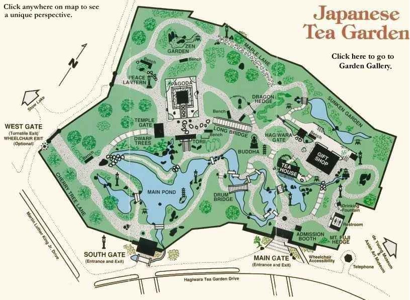 Схема Японского чайного сада в Сан-Франциско. Схема Японского чайного сада в Сан-Франциско.