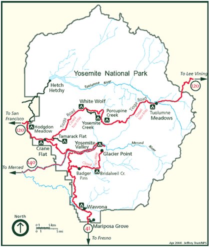 Схема парка Йосемити Схема парка Йосемити