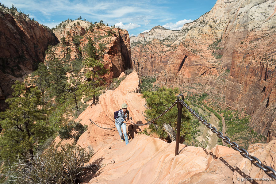 Последняя часть пути – самое интересное и захватывающее. Как раз тут-то и начинается тот самый хребет, ведущий к Энджелс-Лэндинг, который так зловеще выглядит со стороны. Последняя часть пути – самое интересное и захватывающее. Как раз тут-то и начинается тот самый хребет, ведущий к Энджелс-Лэндинг, который так зловеще выглядит со стороны.