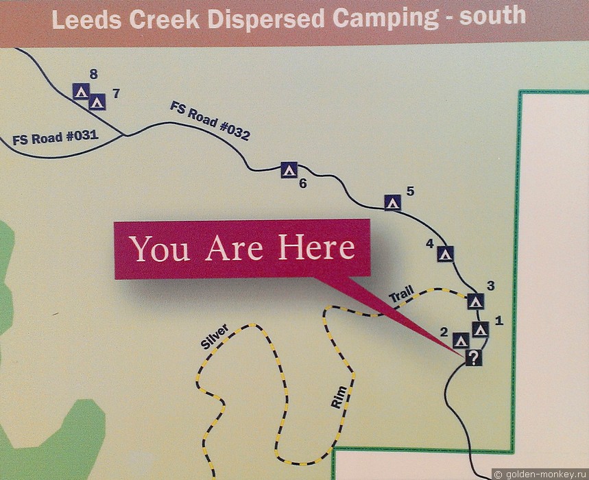 Схема лагеря Leeds Creek Camping, национальный лес недалеко от парка Зайон Схема лагеря Leeds Creek Camping, национальный лес недалеко от парка Зайон