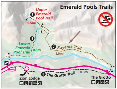Схема расположения трейла Kayenta, национальный парк Зайон Схема расположения трейла Kayenta, национальный парк Зайон