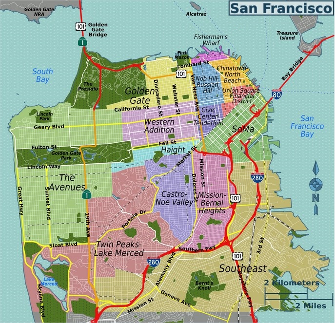  Схема районов города Сан-Франциско